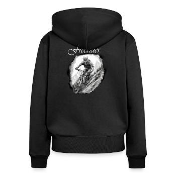 Freerider weiß - Frauen Premium Bio Zip Hoodie - Schwarz - Hinten - Julia (174cm)