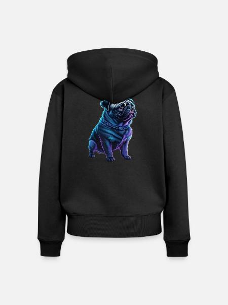 Futuristischer Neon-Mops - Frauen Premium Bio Zip Hoodie - Schwarz