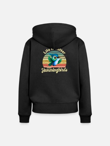 Kolibri - Frauen Premium Bio Zip Hoodie - Schwarz