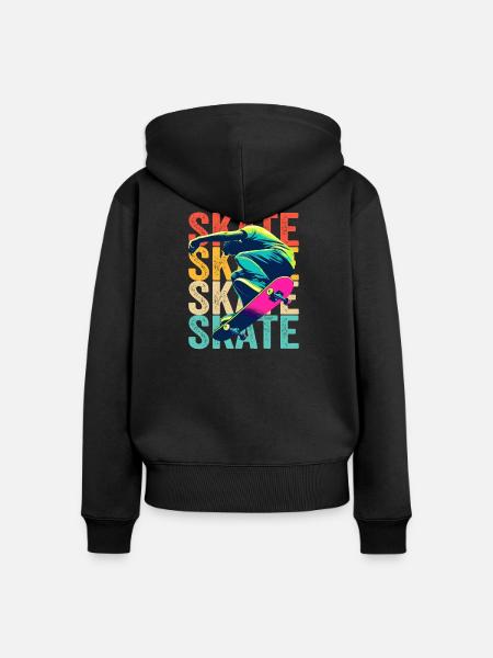 Skateboarding Schlittschuh - Frauen Premium Bio Zip Hoodie - Schwarz