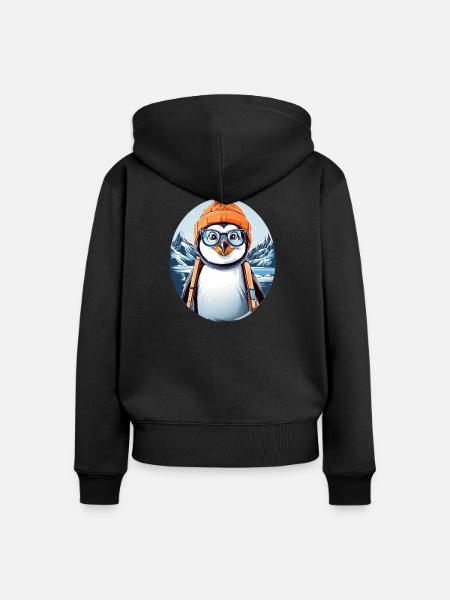 Süßer Pinguin - Frauen Premium Bio Zip Hoodie - Schwarz