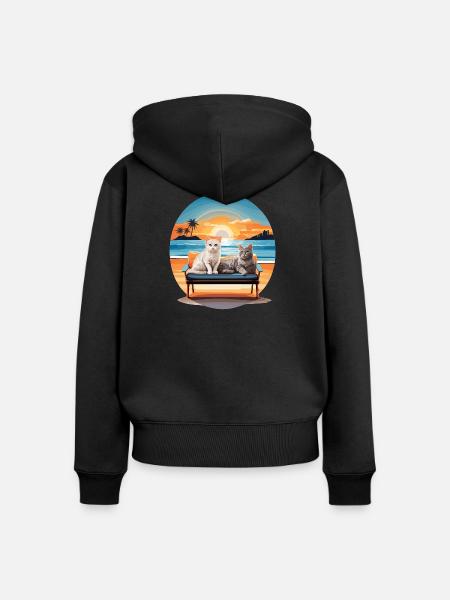 Katzen auf dem Sofa - Frauen Premium Bio Zip Hoodie - Schwarz