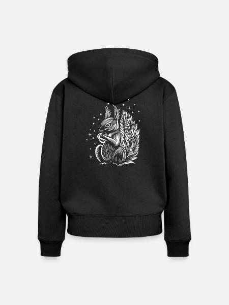 Eichhörnchen mit Sternen - Frauen Premium Bio Zip Hoodie - Schwarz