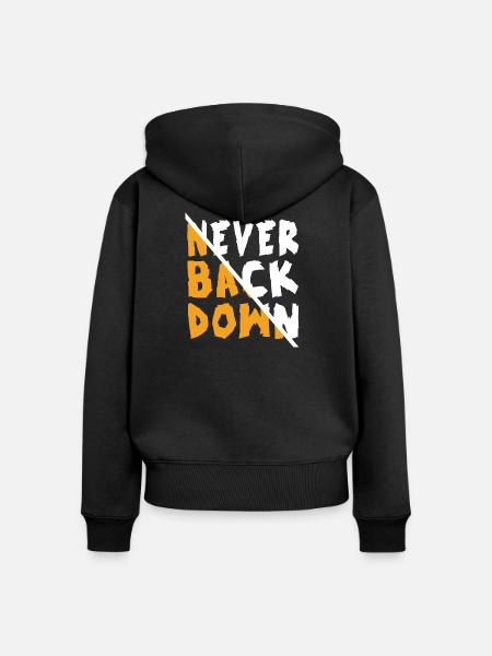 Never Back Down Design - Frauen Premium Bio Zip Hoodie - Schwarz