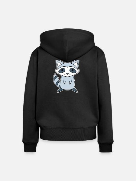 Waschbär - Frauen Premium Bio Zip Hoodie - Schwarz