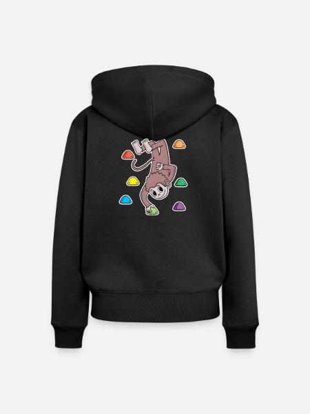 Affe Felsklettern Klettern - Frauen Premium Bio Zip Hoodie - Schwarz