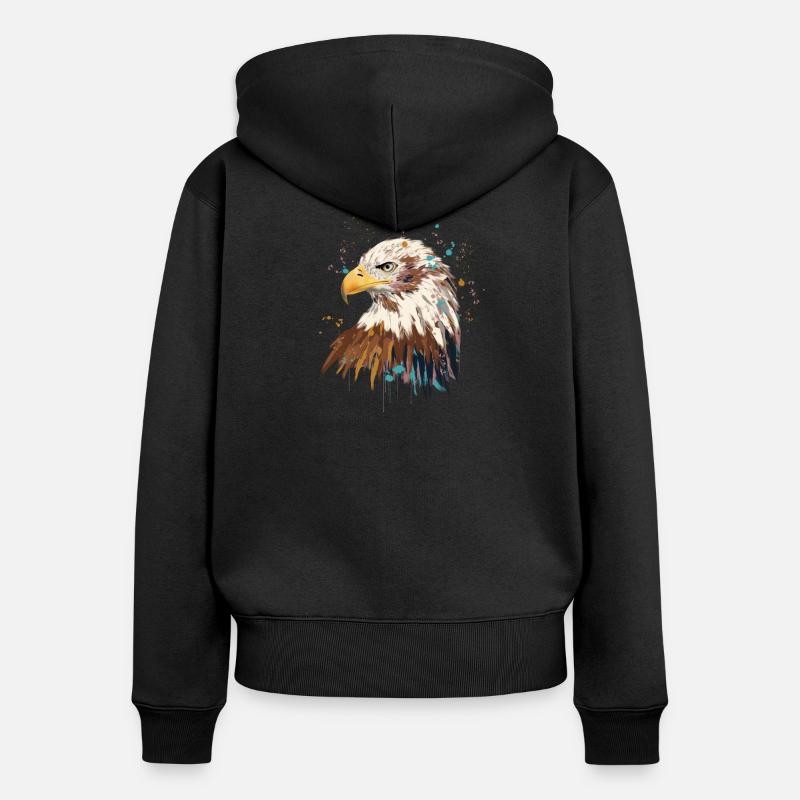 Aquarelle d’aigle - Sweat à capuche zippé Premium bio Femme - noir