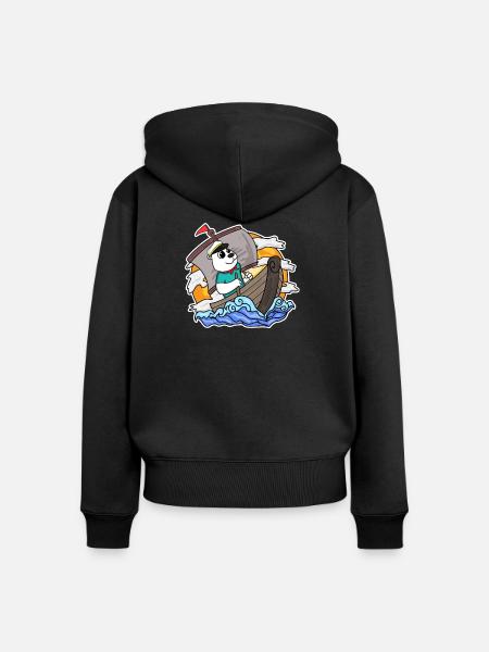 Kapitän Seemann Bär - Frauen Premium Bio Zip Hoodie - Schwarz