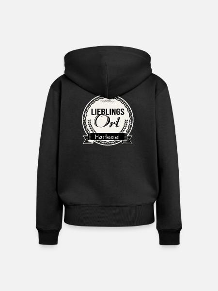 Lieblingsort Harlesiel - Frauen Premium Bio Zip Hoodie - Schwarz