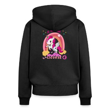 Je suis une licorse licorne Corse licorne Corsica - Sweat à capuche zippé Premium bio Femme - noir - Dos - Julia (174cm)