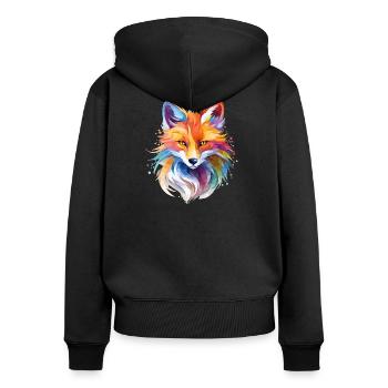 Fuchs Design - Frauen Premium Bio Zip Hoodie - Schwarz - Hinten - Julia (174cm)