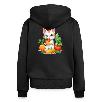 Organic Cat - Women's Premium Organic Zip Hoodie - black - Back - Julia (174cm)