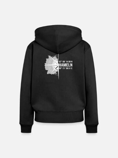 Koordinaten Hameln - Frauen Premium Bio Zip Hoodie - Schwarz