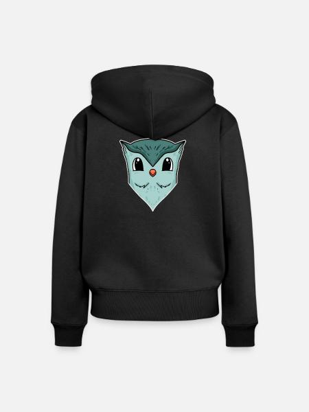 Eule Tierkopf Tier Kopf - Frauen Premium Bio Zip Hoodie - Schwarz