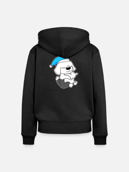 Schlafen Müdigkeit Hund - Frauen Premium Bio Zip Hoodie - Schwarz