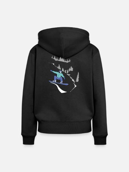 Snowboard, Wintersport - Frauen Premium Bio Zip Hoodie - Schwarz