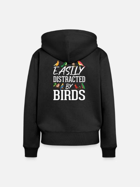 Leicht von Vögeln abgelenkt - Frauen Premium Bio Zip Hoodie - Schwarz