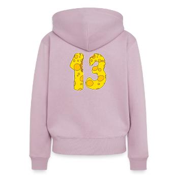 13 Jahre Lustig Käse - Frauen Premium Bio Zip Hoodie - Altrosa - Hinten - Julia (174cm)