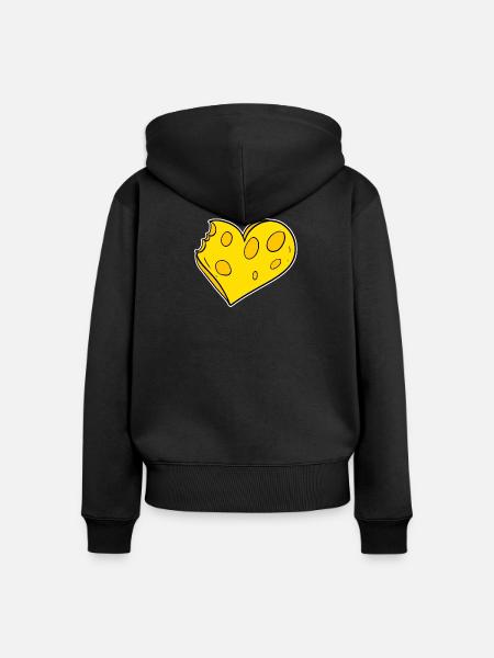 Käse Herz - Frauen Premium Bio Zip Hoodie - Schwarz