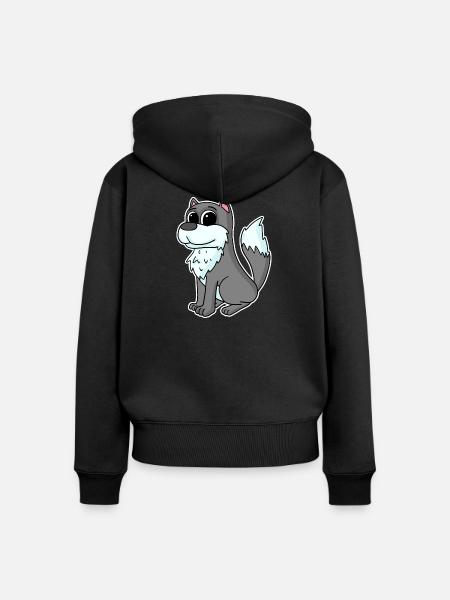 Wolf Tier - Frauen Premium Bio Zip Hoodie - Schwarz