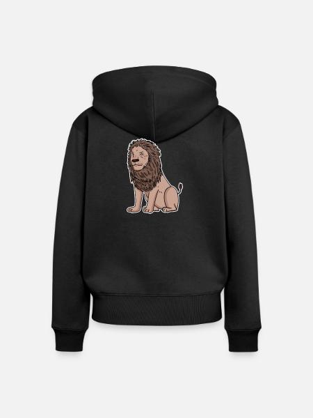 Löwe Motiv - Frauen Premium Bio Zip Hoodie - Schwarz