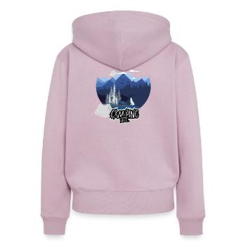 Vie de camping Nuit en montagne - Sweat à capuche zippé Premium bio Femme - rose poudré - Dos - Julia (174cm)