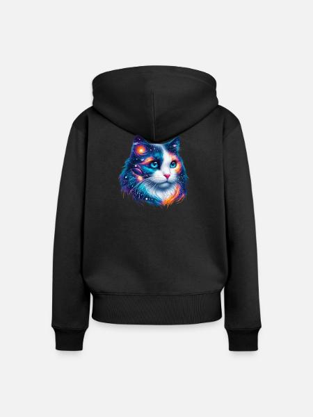 Katze - Frauen Premium Bio Zip Hoodie - Schwarz
