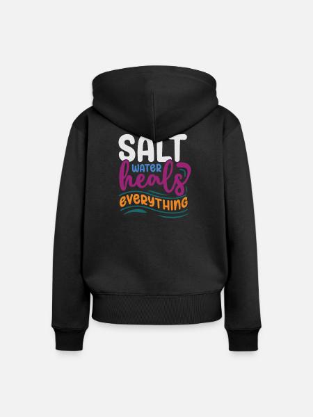 Salzwasser heilt alles - Frauen Premium Bio Zip Hoodie - Schwarz