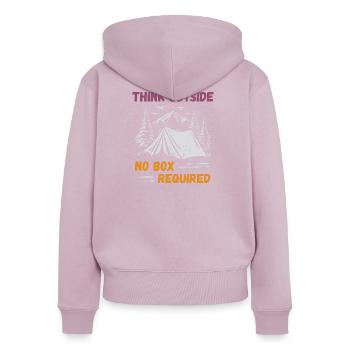 Camping, Wandern, Wald - Denken Sie über den Tellerrand hinaus - Frauen Premium Bio Zip Hoodie - Altrosa - Hinten - Julia (174cm)