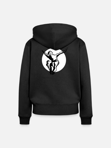 Ninja - whiteblack - Frauen Premium Bio Zip Hoodie - Schwarz