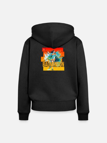 Badminton - Frauen Premium Bio Zip Hoodie - Schwarz