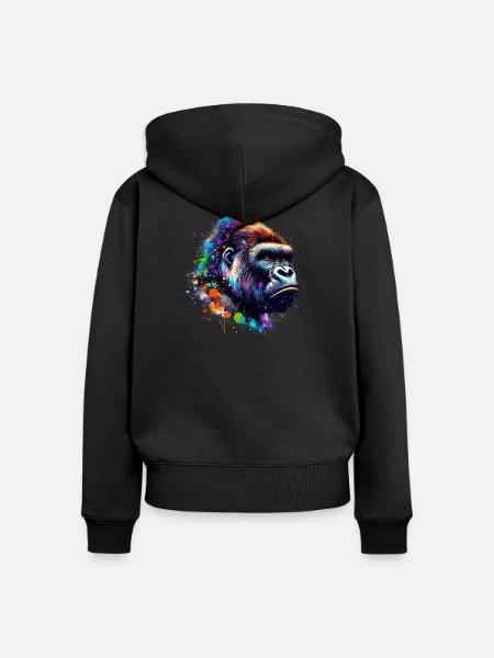 Gorilla - Frauen Premium Bio Zip Hoodie - Schwarz