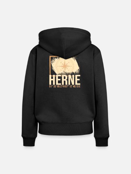 Herne Koordinaten - Frauen Premium Bio Zip Hoodie - Schwarz