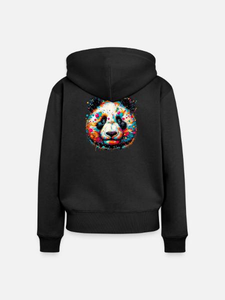 Panda - Frauen Premium Bio Zip Hoodie - Schwarz
