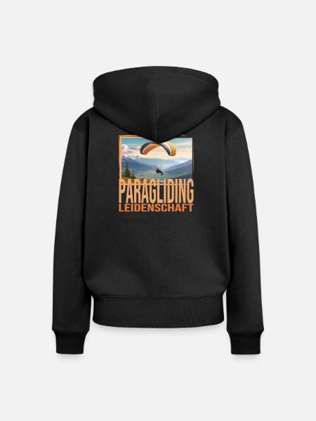 Paragliding Leidenschaft - Frauen Premium Bio Zip Hoodie - Schwarz