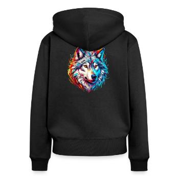 Wolf - Women's Premium Organic Zip Hoodie - black - Back - Julia (174cm)