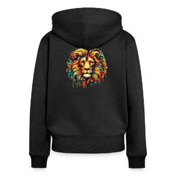 Lion - Sweat à capuche zippé Premium bio Femme - noir - Dos - Julia (174cm)
