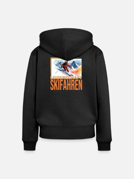Leidenschaft Skifahren - Frauen Premium Bio Zip Hoodie - Schwarz