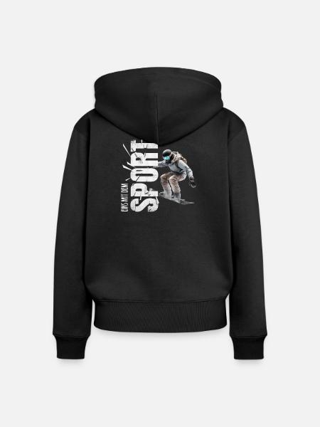 Eins mit dem Sport - Snowboard - Frauen Premium Bio Zip Hoodie - Schwarz