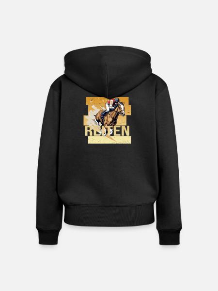 Reiten - Frauen Premium Bio Zip Hoodie - Schwarz