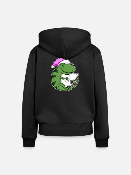 Chamäleon Müde Ausschlafen - Frauen Premium Bio Zip Hoodie - Schwarz