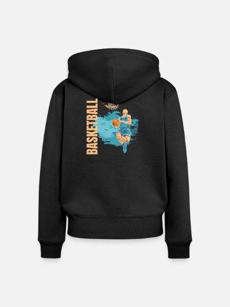 Basketball - Frauen Premium Bio Zip Hoodie - Schwarz