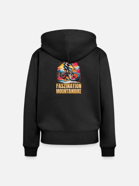 Faszination Mountainbike - Frauen Premium Bio Zip Hoodie - Schwarz