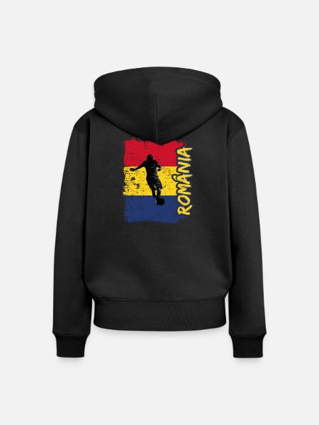 Rumänien Fußball - Frauen Premium Bio Zip Hoodie - Schwarz