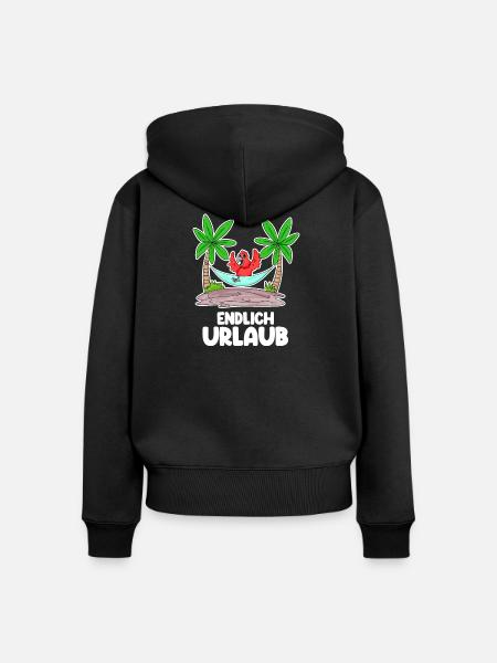 Urlaub Ferien Frei - Frauen Premium Bio Zip Hoodie - Schwarz