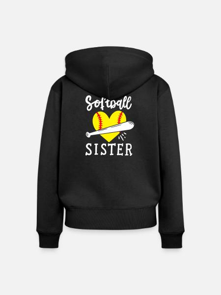 Softball Schwester - Frauen Premium Bio Zip Hoodie - Schwarz