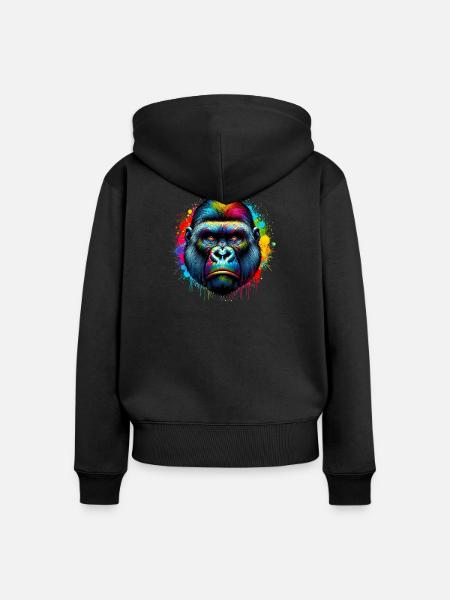Gorilla - Frauen Premium Bio Zip Hoodie - Schwarz