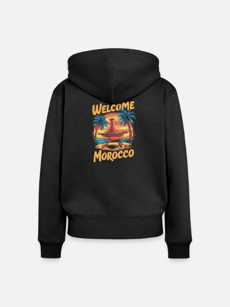 Willkommen bei Morocco Dreamfire - Frauen Premium Bio Zip Hoodie - Schwarz