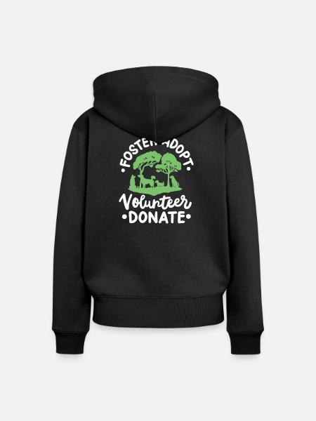 Hunderettung Tierheim - Frauen Premium Bio Zip Hoodie - Schwarz