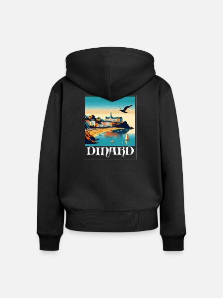 DINARD - Frauen Premium Bio Zip Hoodie - Schwarz